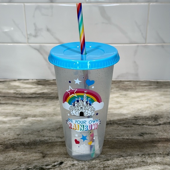 DISNEYLAND Resort Be Your Own Rainbow PRIDE 26oz Tumbler Straw Disney Parks NEW - Picture 1 of 11